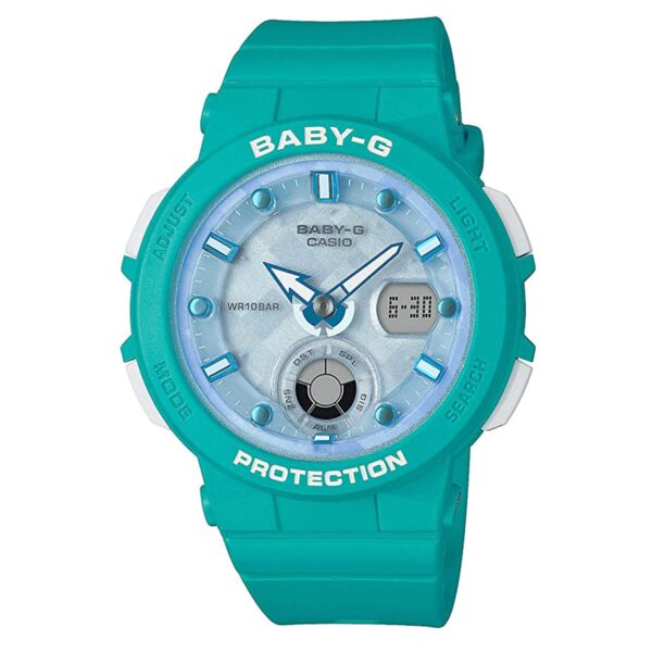 Casio Baby-G Analogue-Digital Turquoise Resin Strap Ladies Watch BGA-250-2AER
