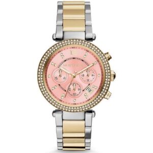 Michael Kors MK6140 Parker Chronograph Pink Dial Two-tone Women's Watch